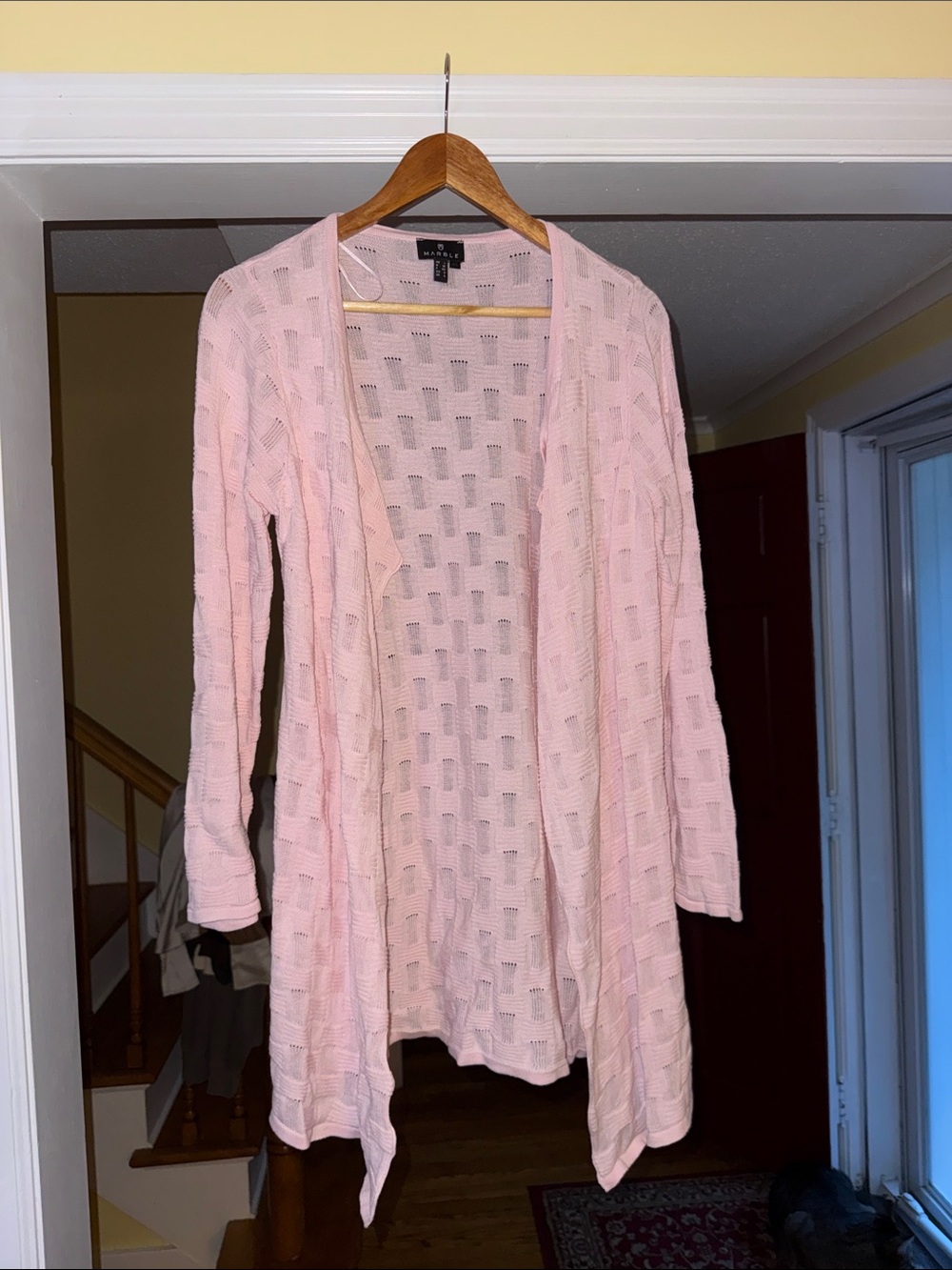 MARBLE Open-Front Pale Pink Women's Cardigan